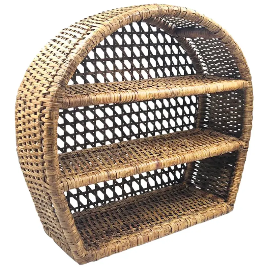 Fabrique de Styles Étagères Murales>Étagère murale 3 niveaux en rotin h41cm - Ednna Brun