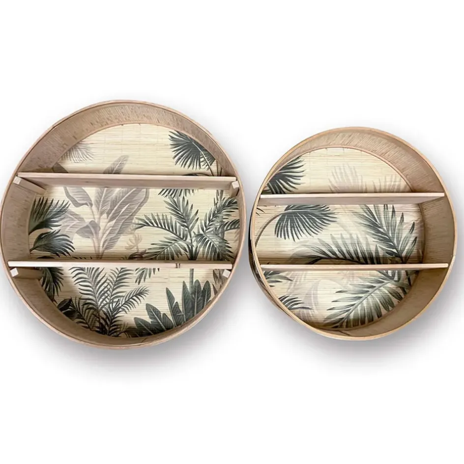 Fabrique de Styles Étagères Murales>Étagère murale 2 niveaux (x2) en bambou et naturel - Papaye Kaki