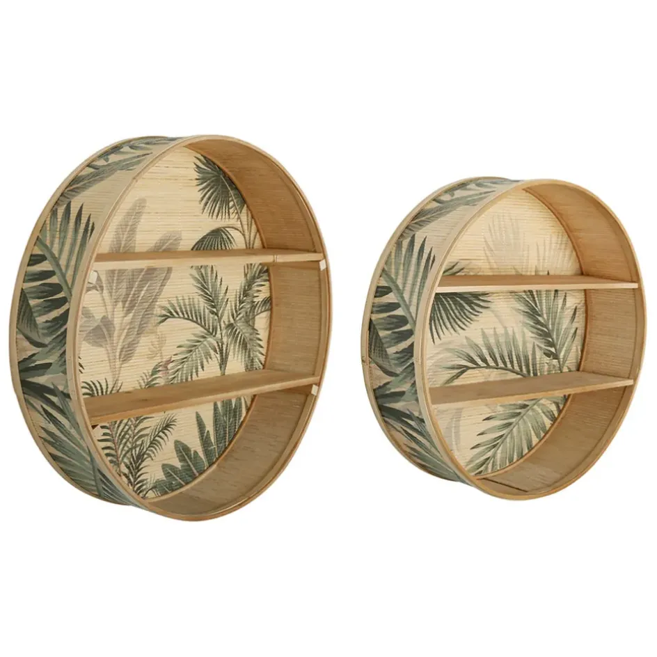 Fabrique de Styles Étagères Murales>Étagère murale 2 niveaux (x2) en bambou et naturel - Papaye Kaki