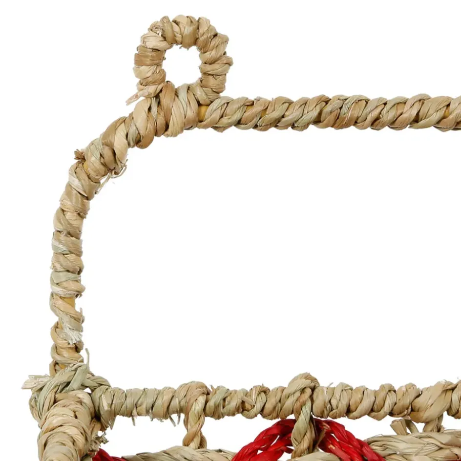 Fabrique de Styles Étagères Murales>Étagère murale 2 paniers en jonc de mer naturel et rouge Naturel, Rouge