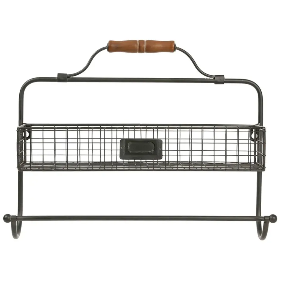 Fabrique de Styles Étagères Murales>Étagère murale avec dévidoir en fer Noir