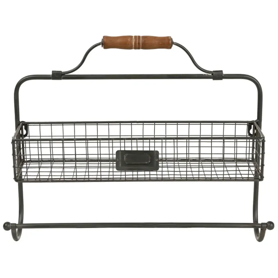 Fabrique de Styles Étagères Murales>Étagère murale avec dévidoir en fer Noir