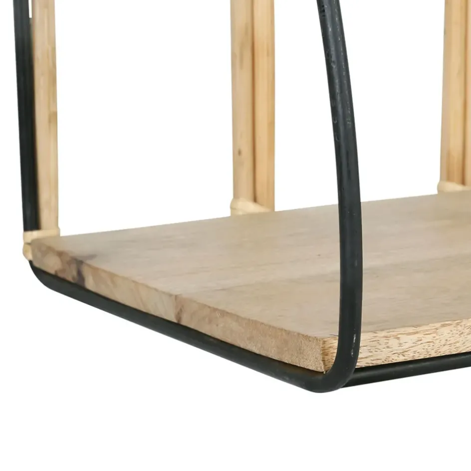 Fabrique de Styles Étagères Murales>Étagère murale en rotin et fer noir - Monarque Naturel, Noir