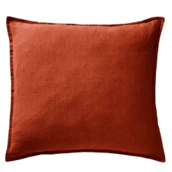 Fabrique de Styles Taies Et Traversins>Taie d'oreiller en lin lavé 60x60cm - Soline Paprika
