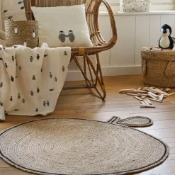 Fabrique de Styles Déco>Tapis pomme en jute et coton d100cm - Les fruits Naturel