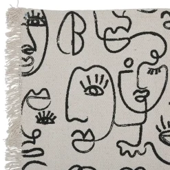 Fabrique de Styles Tapis>Tapis visage écru et noir 140x70cm - terre brulée Ecru, Noir