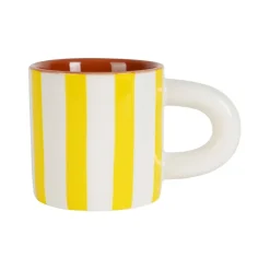 Fabrique de Styles Tasses Et Mugs>Tasse à café en grès rayée jaune et blanc 17cl - Alaria Blanc, Jaune