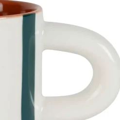 Fabrique de Styles Tasses Et Mugs>Tasse à café en grès rayée émeraude et blanc 17cl - Alaria Emeraude