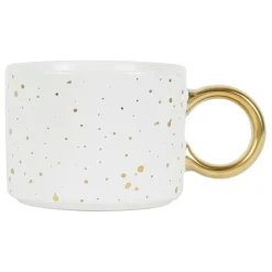 Fabrique de Styles Tasses Et Mugs>Tasse à thé en grès blanc mat et doré 30cl - Astre Blanc, Doré