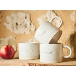 Fabrique de Styles Tasses Et Mugs>Tasse à thé maman en grès écru moucheté 30cl Ecru