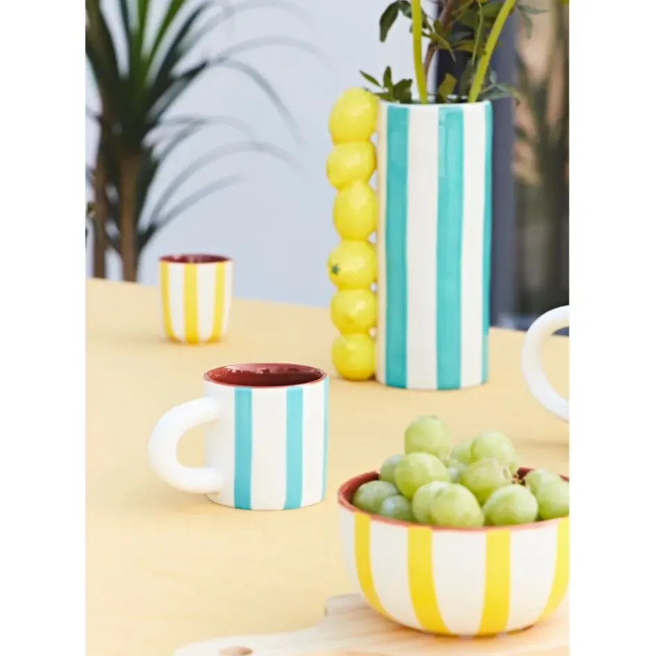 Fabrique de Styles Tasses Et Mugs>Tasse en grès rayée jaune et blanc 10cl - Alaria Blanc, Jaune