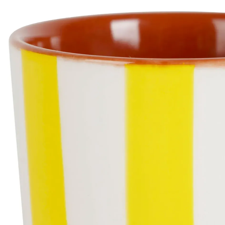 Fabrique de Styles Tasses Et Mugs>Tasse en grès rayée jaune et blanc 10cl - Alaria Blanc, Jaune