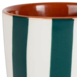 Fabrique de Styles Tasses Et Mugs>Tasse en grès rayée émeraude et blanc 10cl - Alaria Emeraude
