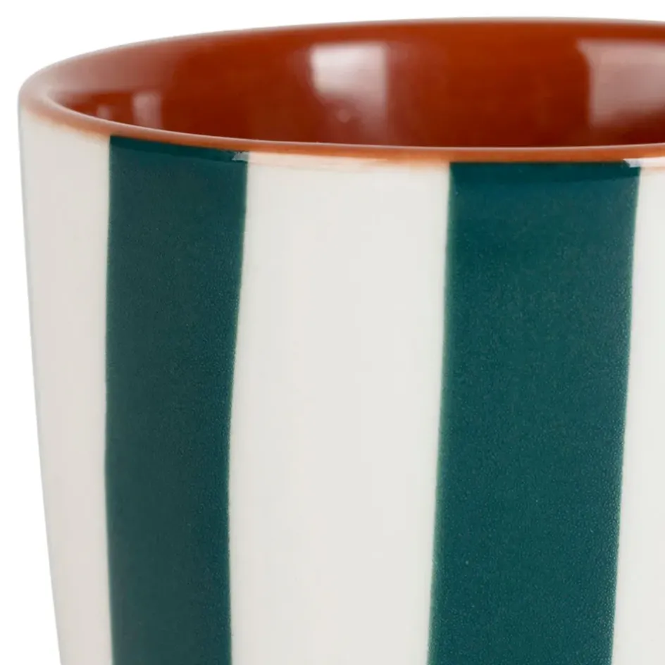 Fabrique de Styles Tasses Et Mugs>Tasse en grès rayée émeraude et blanc 10cl - Alaria Emeraude