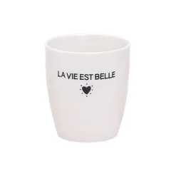 Fabrique de Styles Tasses Et Mugs>Tasse La vie est belle en céramique blanc 18cl Blanc, Noir