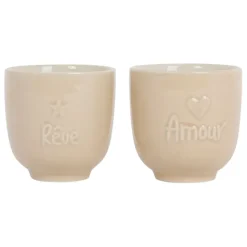 Fabrique de Styles Tasses Et Mugs>Tasses x2 15cl en grès - famille Beige