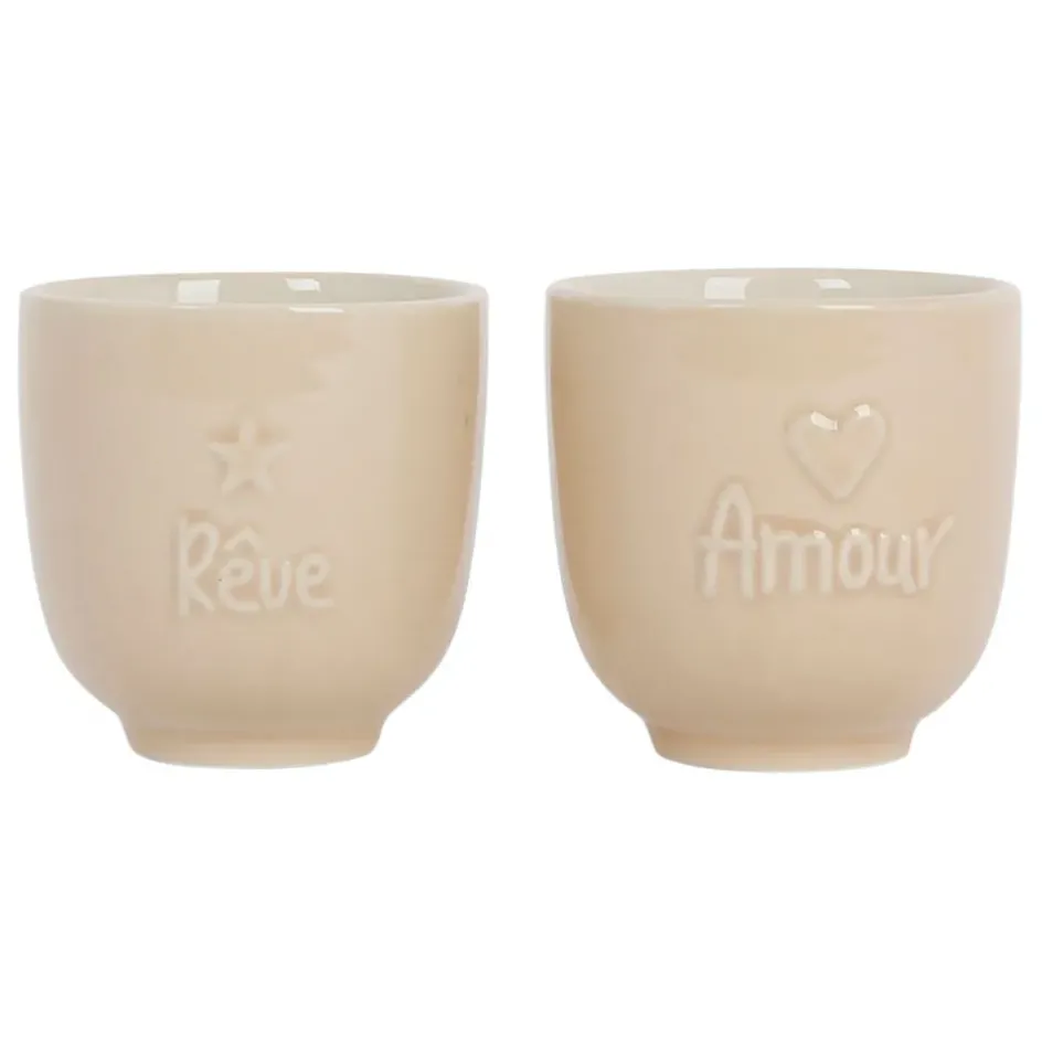 Fabrique de Styles Tasses Et Mugs>Tasses x2 15cl en grès - famille Beige