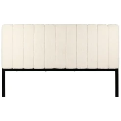 Fabrique de Styles Têtes De Lit Et Paravents>Tete lit en bouclette blanche et fer noir 160x100cm - Organic Blanc, Noir