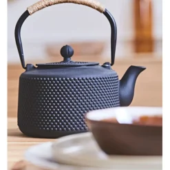 Fabrique de Styles Théières Et Cafetières>Theiere en fonte avec anse corde - point Noir