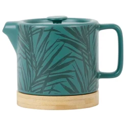 Fabrique de Styles Théières Et Cafetières>Theiere en grès émeraude avec avec filtre - tropic'art Emeraude