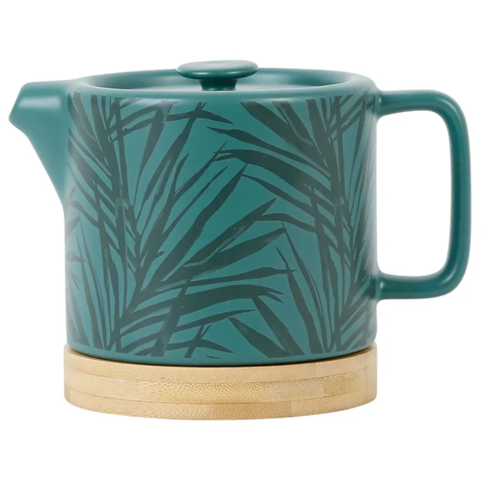 Fabrique de Styles Théières Et Cafetières>Theiere en grès émeraude avec avec filtre - tropic'art Emeraude