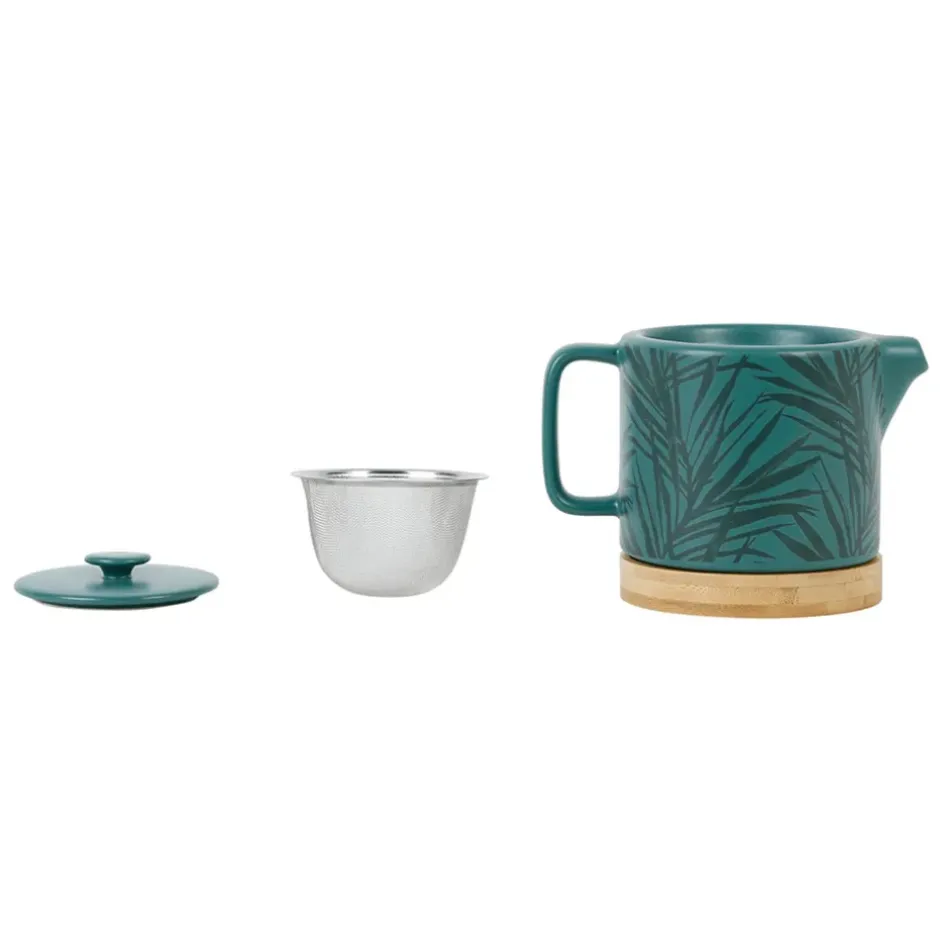 Fabrique de Styles Théières Et Cafetières>Theiere en grès émeraude avec avec filtre - tropic'art Emeraude