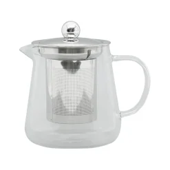Fabrique de Styles Théières Et Cafetières>Theiere en verre avec filtre blanc Transparent
