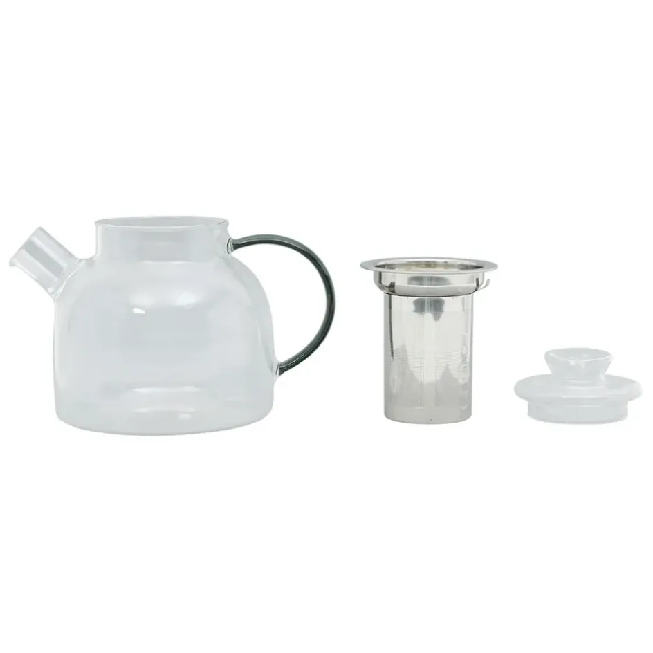 Fabrique de Styles Théières Et Cafetières>Theiere en verre avec filtre anse e Gris