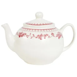 Fabrique de Styles Théières Et Cafetières>Théière anglaise en faïence blanc et - faustine Bordeaux