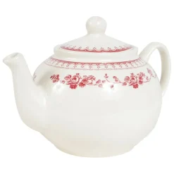 Fabrique de Styles Théières Et Cafetières>Théière anglaise en faïence blanc et - faustine Bordeaux