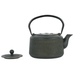 Fabrique de Styles Théières Et Cafetières>Théière en fonte noir et doré et filtre inox 1.6l - Point Noir, Doré