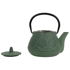 Fabrique de Styles Théières Et Cafetières>Théière en fonte e et noir - lotus Vert