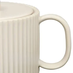 Fabrique de Styles Théières Et Cafetières>Théière en grès écru et filtre en inox 1l - Sweet Leaves Ecru