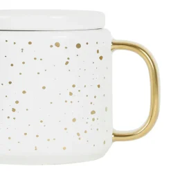 Fabrique de Styles Théières Et Cafetières>Théière en grès mat blanc et doré 60cl - Astre Blanc, Doré