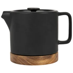 Fabrique de Styles Théières Et Cafetières>Théière en grès mat et bois avec filtre - nordika Noir