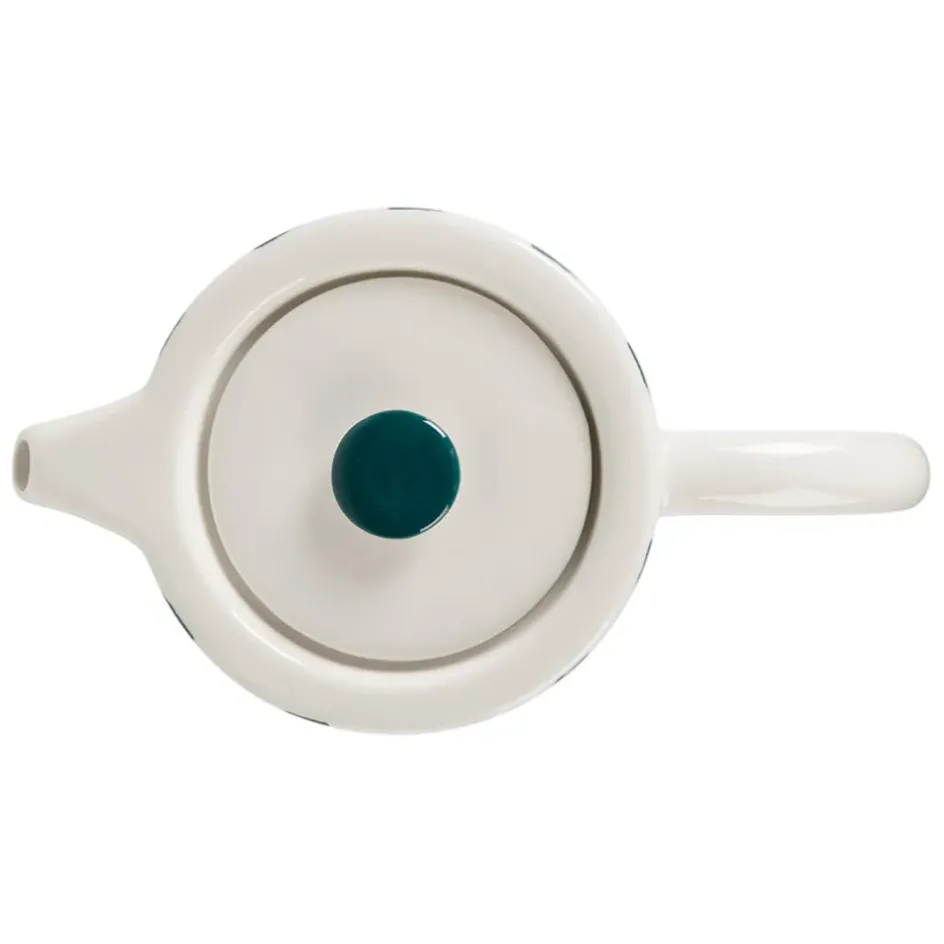 Fabrique de Styles Théières Et Cafetières>Théière rayée en grès émeraude et blanc avec filtre 1l - Alaria Emeraude