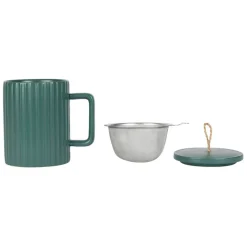 Fabrique de Styles Tasses Et Mugs>Tisaniere en grès émeraude et filtre inox 47.5cl - Sweet Leav Emeraude