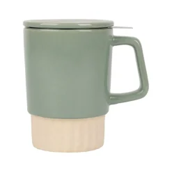 Fabrique de Styles Tasses Et Mugs>Tisanière avec filtre en grès 40cl - cannelé Sauge