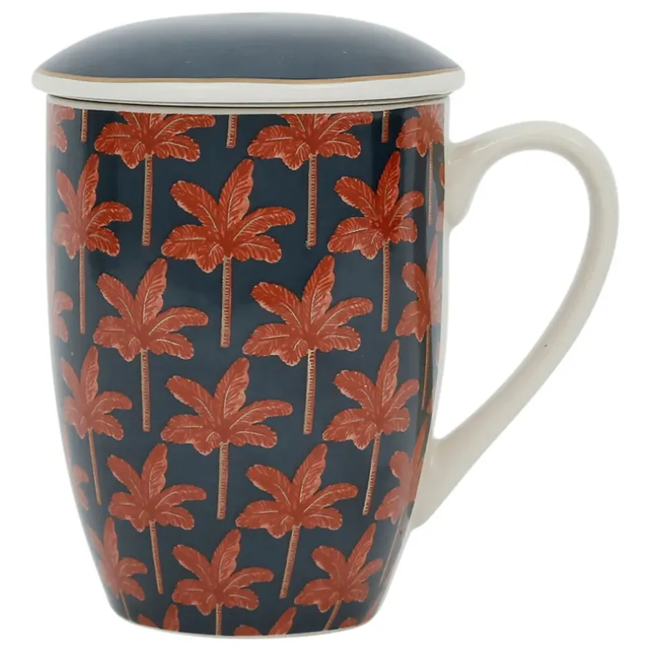 Fabrique de Styles Tasses Et Mugs>Tisanière en céramique feuille avec filtre 37.5cl - Tropic Étoile Terracotta