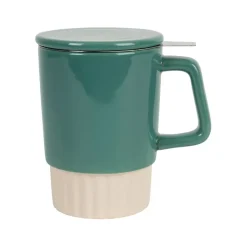 Fabrique de Styles Tasses Et Mugs>Tisanière en grès et inox émeraude 40cl - Cannelé Emeraude