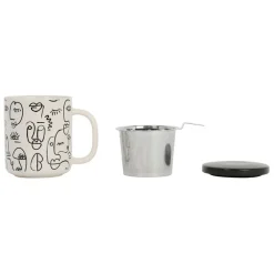 Fabrique de Styles Tasses Et Mugs>Tisanière visage en grès avec filtre 45cl -terre brulée Beige