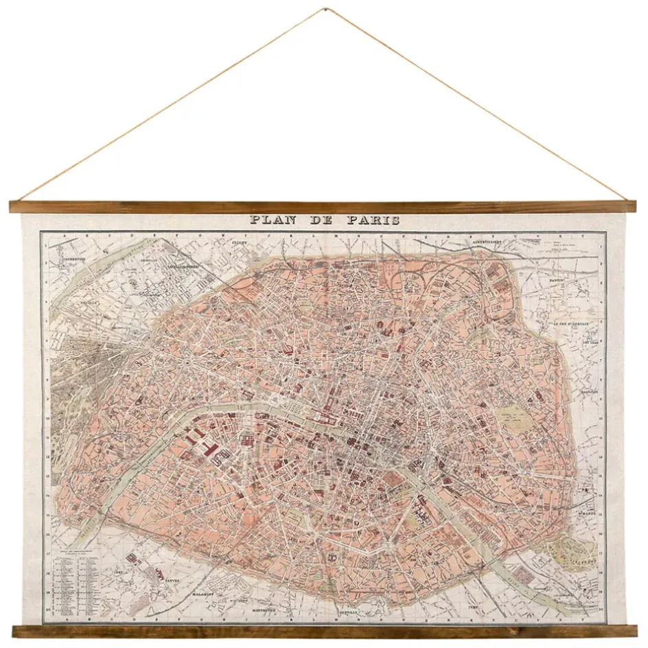 Fabrique de Styles Tableaux Et Toiles>Toile plan de Paris en tissu et sapin 125x86cm Rose