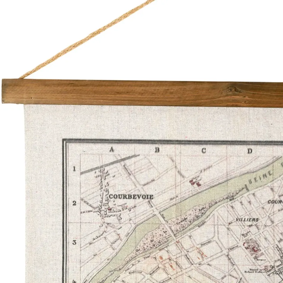 Fabrique de Styles Tableaux Et Toiles>Toile plan de Paris en tissu et sapin 125x86cm Rose