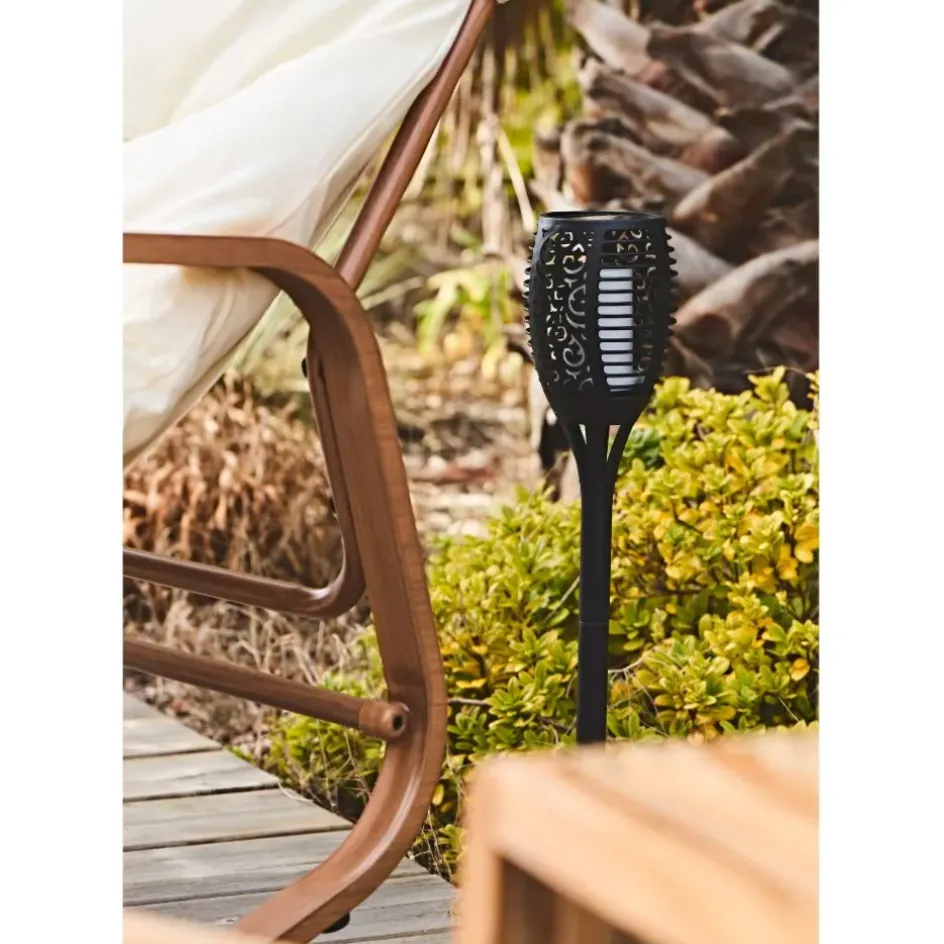 Fabrique de Styles Luminaires|Jardin>Torche solaire effet flamme h61.5cm Noir