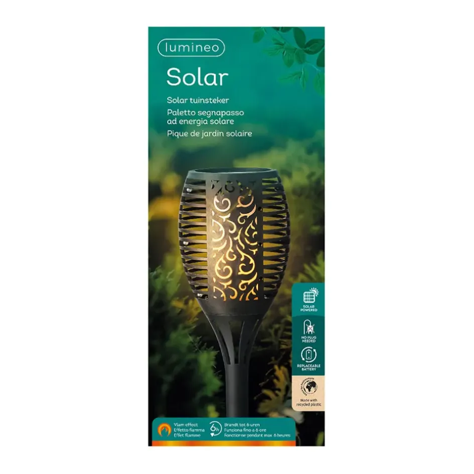 Fabrique de Styles Luminaires|Jardin>Torche solaire effet flamme h61.5cm Noir