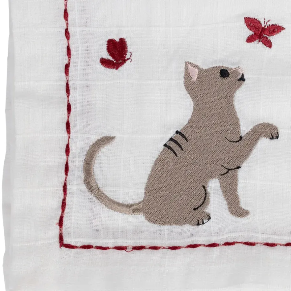Fabrique de Styles Torchons, Tabliers Et Maniques>Torchon en coton blanc avec chat 70x50cm - A La Ferme Gris