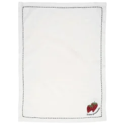 Fabrique de Styles Torchons, Tabliers Et Maniques>Torchon en coton blanc avec fraises 70x50cm - A La Ferme Rouge