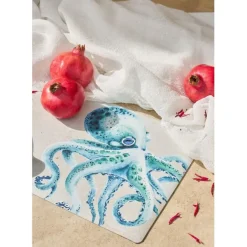 Fabrique de Styles Torchons, Tabliers Et Maniques>Torchon en coton (x3) faune marine blanc et 50x70cm Turquoise