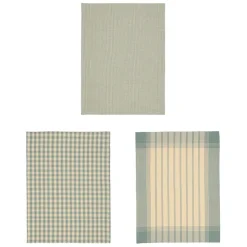 Fabrique de Styles Torchons, Tabliers Et Maniques>Torchons x3 en coton vichy et rayé 50x70cm - Campagne Sauge
