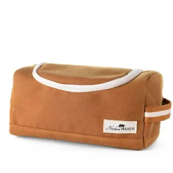 Fabrique de Styles Pochettes Et Housses>Trousse de toilette en tissu recycleée - Kenai Moutarde